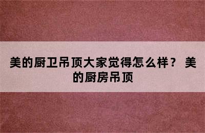 美的厨卫吊顶大家觉得怎么样？ 美的厨房吊顶